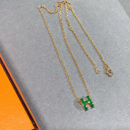 [Riva Jewelry]POP H GREEN NECKLACE SILVER AND GOLD