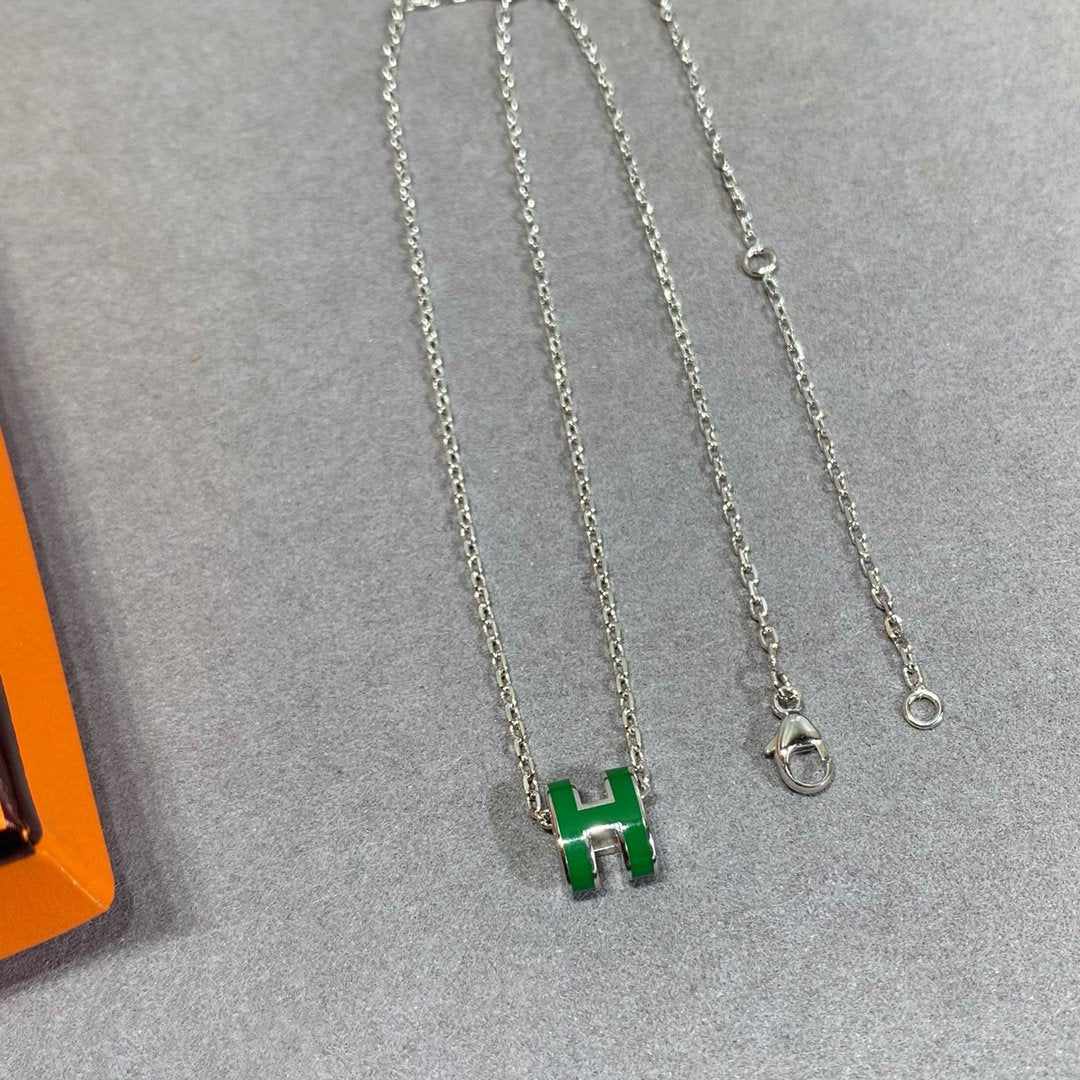[Riva Jewelry]POP H GREEN NECKLACE SILVER AND GOLD