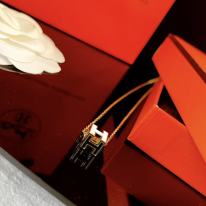 [Riva Jewelry]H WHITE SQUARE GOLD NECKLACE