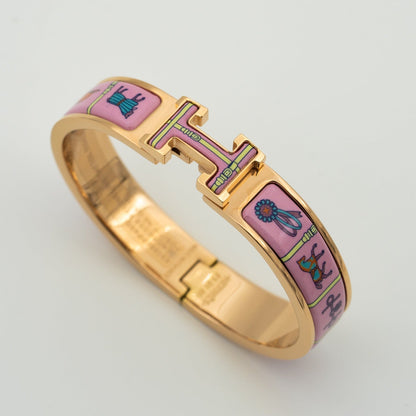 [Riva Jewelry]H ROSE GOLD BRACELET PINK CERAMIC
