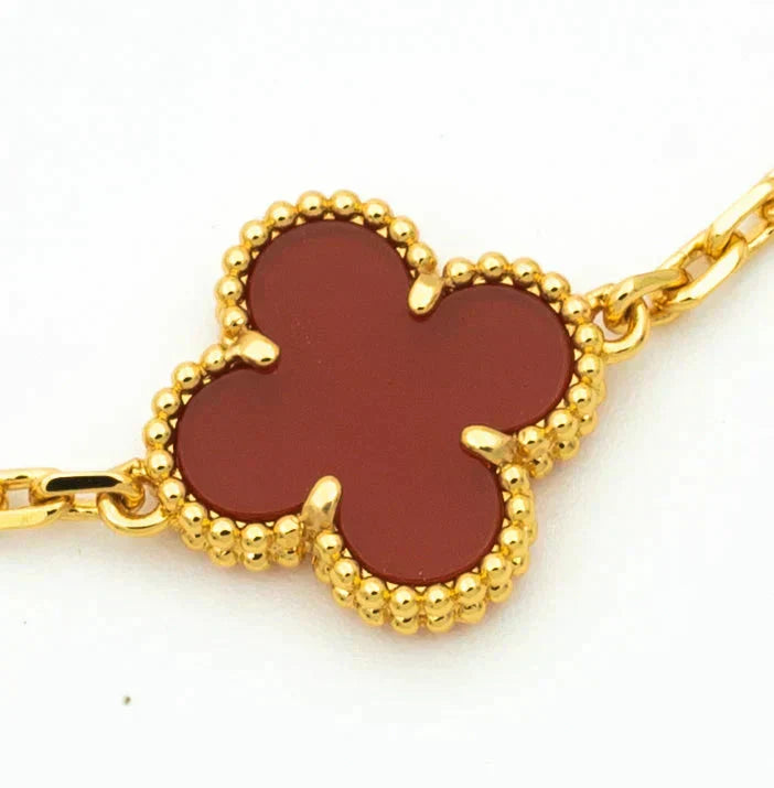 [Riva Jewelry]LUCKY CLOVER 5-MOTIF BRACELET - RED CARNELIAN COLLECTION