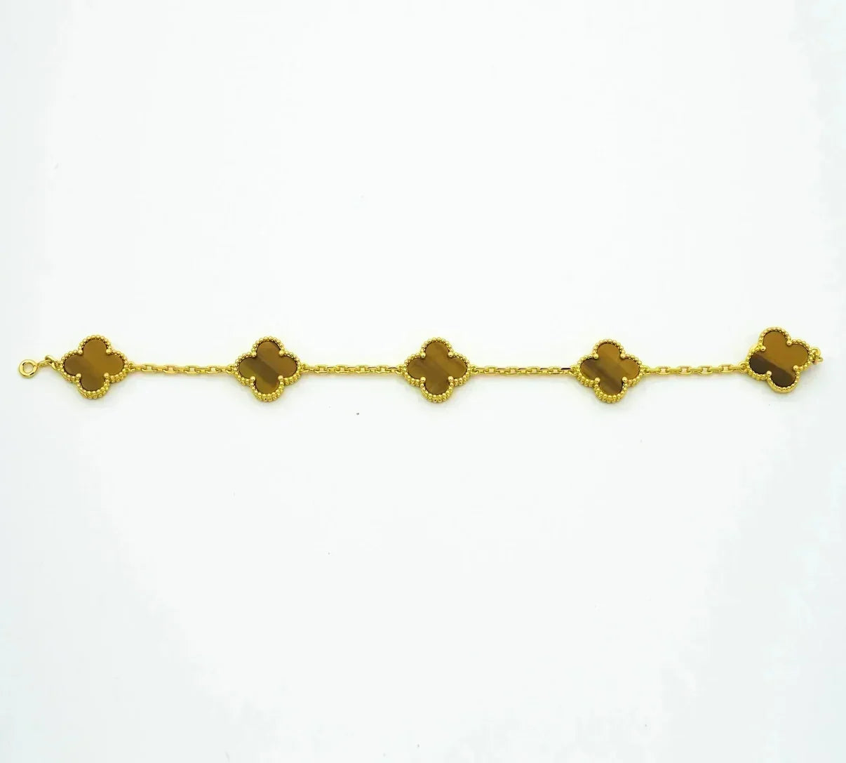 [Riva Jewelry]LUCKY CLOVER 5-MOTIF BRACELET -  TIGER’S EYE COLLECTION