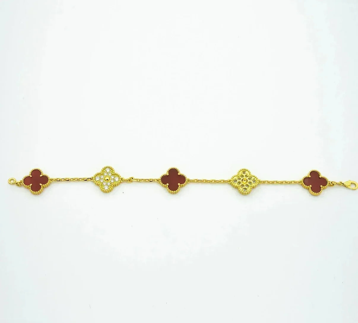 [Riva Jewelry]LUCKY CLOVER 5-MOTIF BRACELET - RED CARNELIAN COLLECTION