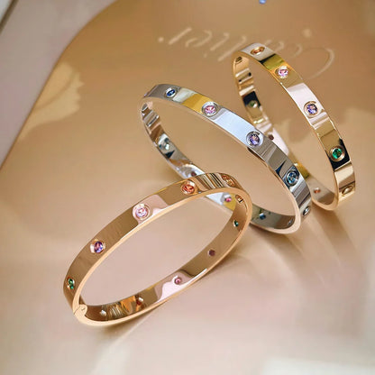 [Riva Jewelry]CLASSIC 6.1MM LOVE BRACELET 10-DIAMOND MULTICOLOR