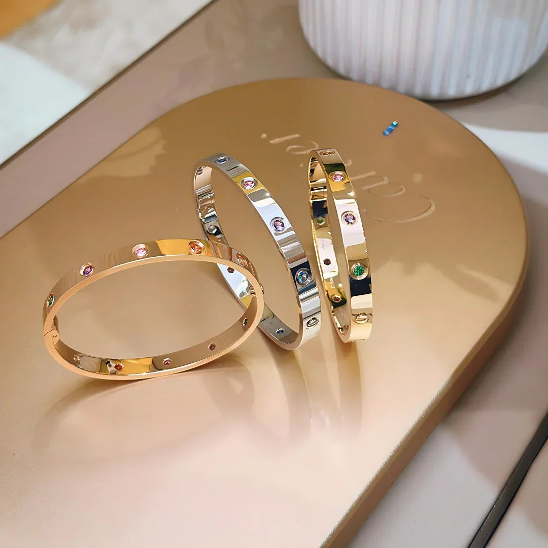 [Riva Jewelry]CLASSIC 6.1MM LOVE BRACELET 10-DIAMOND MULTICOLOR