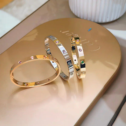 [Riva Jewelry]CLASSIC 6.1MM LOVE BRACELET 10-DIAMOND MULTICOLOR