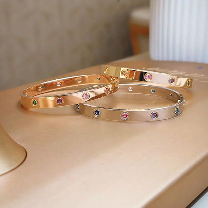 [Riva Jewelry]CLASSIC 6.1MM LOVE BRACELET 10-DIAMOND MULTICOLOR