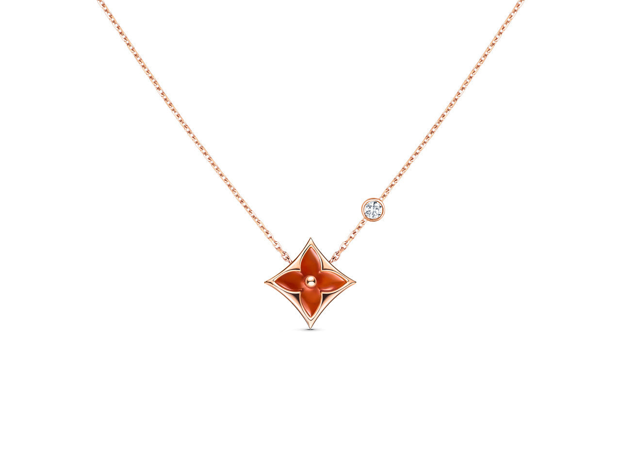 [Riva Jewelry]STAR NECKLACE ROSE GOLD 1 DIAMOND