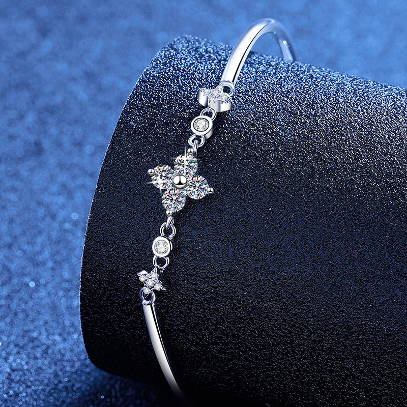 [Riva Jewelry]CLOVER & TWIN-STAR MOISSANITE BRACELET