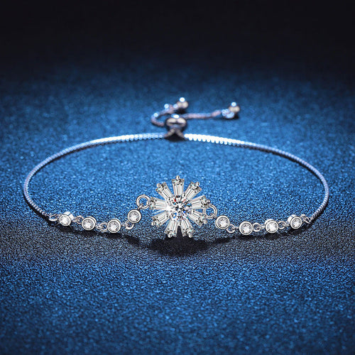 [Riva Jewelry]RADIANT ICY CRYSTAL SUNFLOWER MOISSANITE BRACELET