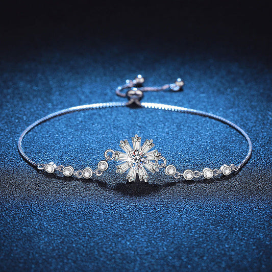 [Riva Jewelry]RADIANT ICY CRYSTAL SUNFLOWER MOISSANITE BRACELET