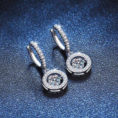 [Riva Jewelry]DANCING MOISSANITE HALO DROP HOOP EARRINGS