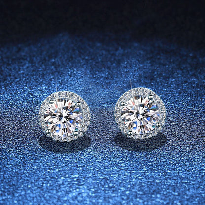 [Riva Jewelry]CLASSIC 4-PRONG ROUND MOISSANITE STUD EARRINGS