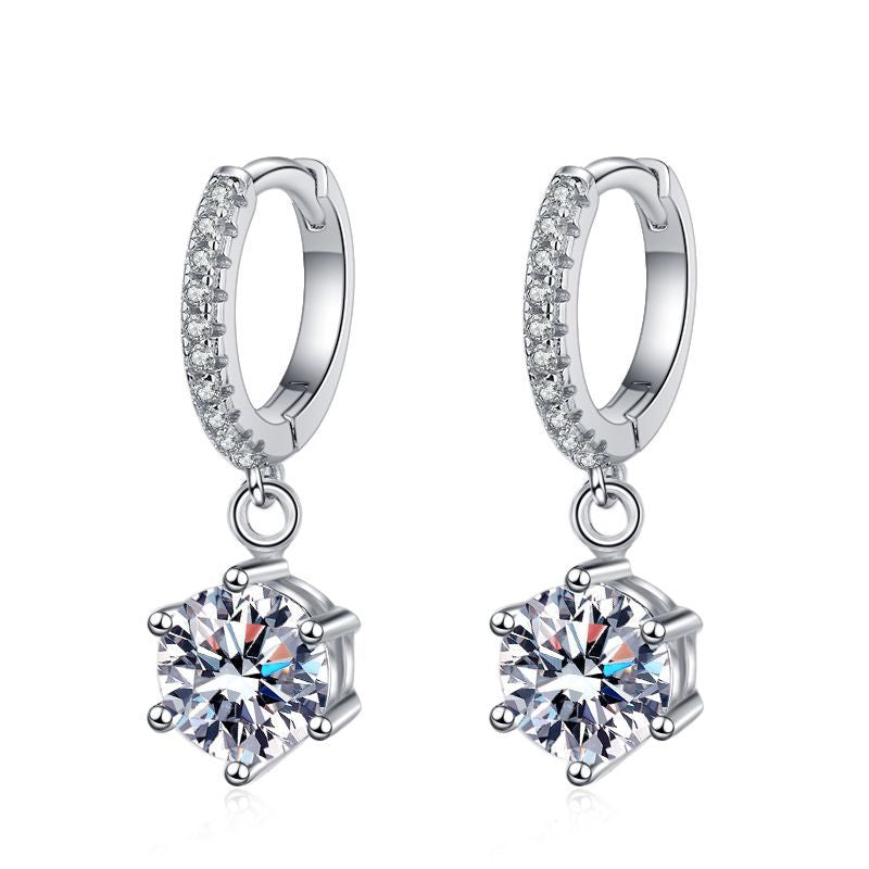 [Riva Jewelry]CLASSIC 6-PRONG MOISSANITE DROP EARRINGS