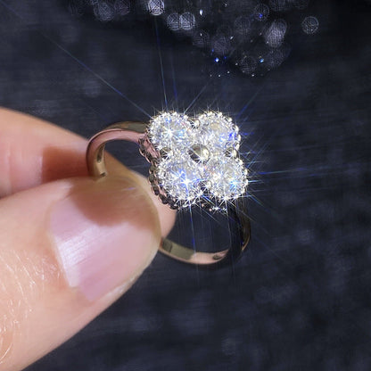 [Riva Jewelry]ELEGANT FOUR-LEAF CLOVER MOISSANITE RING