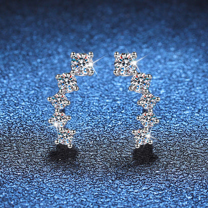 [Riva Jewelry]SPARKLING SMILE ARC MOISSANITE STUD EARRINGS
