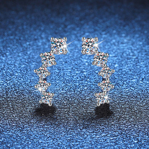 [Riva Jewelry]SPARKLING SMILE ARC MOISSANITE STUD EARRINGS