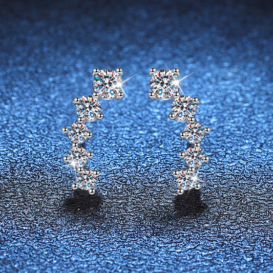 [Riva Jewelry]SPARKLING SMILE ARC MOISSANITE STUD EARRINGS