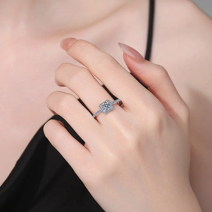 [Riva Jewelry]DAINTY SUGAR-CUBE MOISSANITE RING