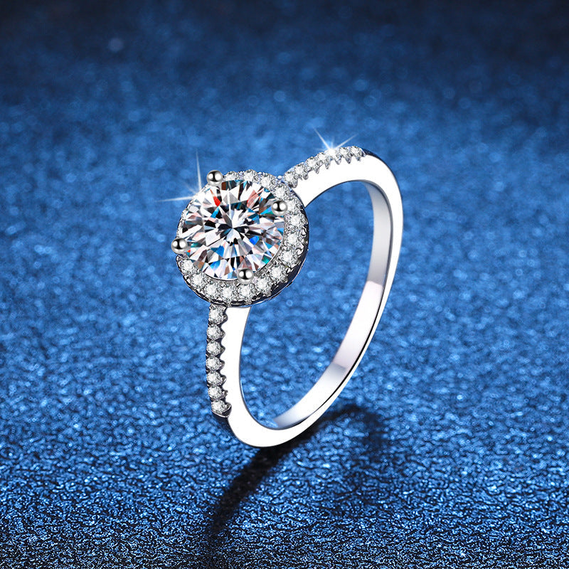 [Riva Jewelry]RADIANT ROUND HALO MOISSANITE ENGAGEMENT RING