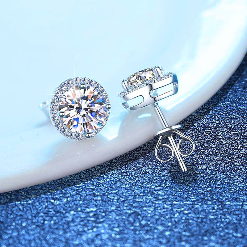 [Riva Jewelry]CLASSIC 4-PRONG ROUND MOISSANITE STUD EARRINGS