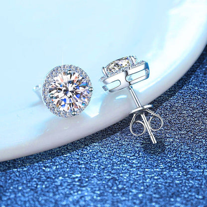 [Riva Jewelry]CLASSIC 4-PRONG ROUND MOISSANITE STUD EARRINGS