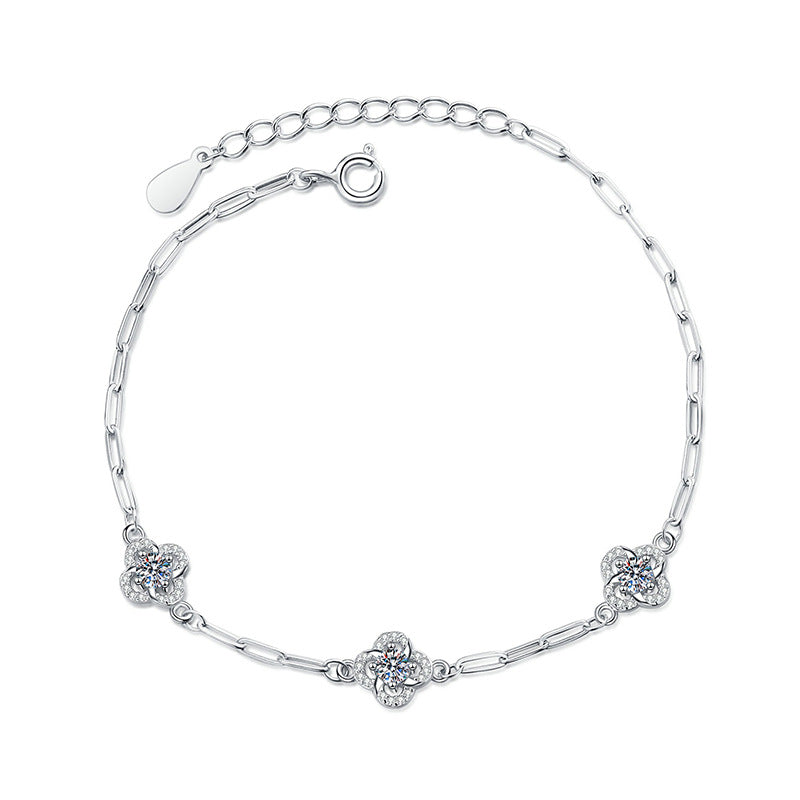 [Riva Jewelry]TRIPLE-CLOVER MOISSANITE BRACELET