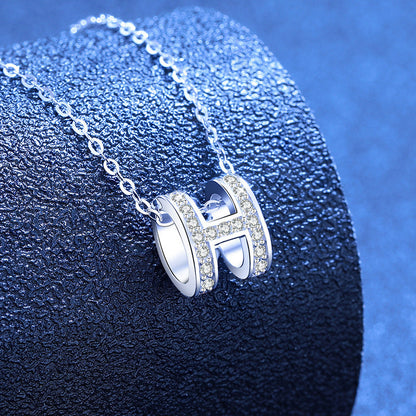 [Riva Jewelry]FULL-PAVE "H" MOISSANITE PENDANT NECKLACE