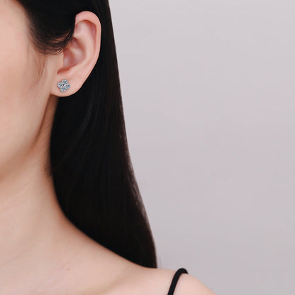 [Riva Jewelry]ELEGANT FOUR-LEAF CLOVER MOISSANITE STUD EARRINGS