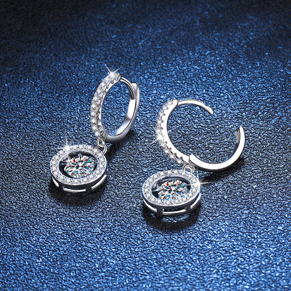 [Riva Jewelry]DANCING MOISSANITE HALO DROP HOOP EARRINGS