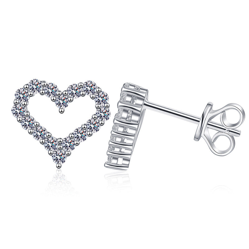 [Riva Jewelry]SPARKLING HEART-SHAPED MOISSANITE STUD EARRINGS
