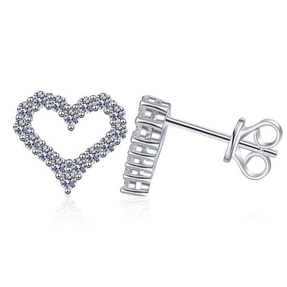 [Riva Jewelry]SPARKLING HEART-SHAPED MOISSANITE STUD EARRINGS