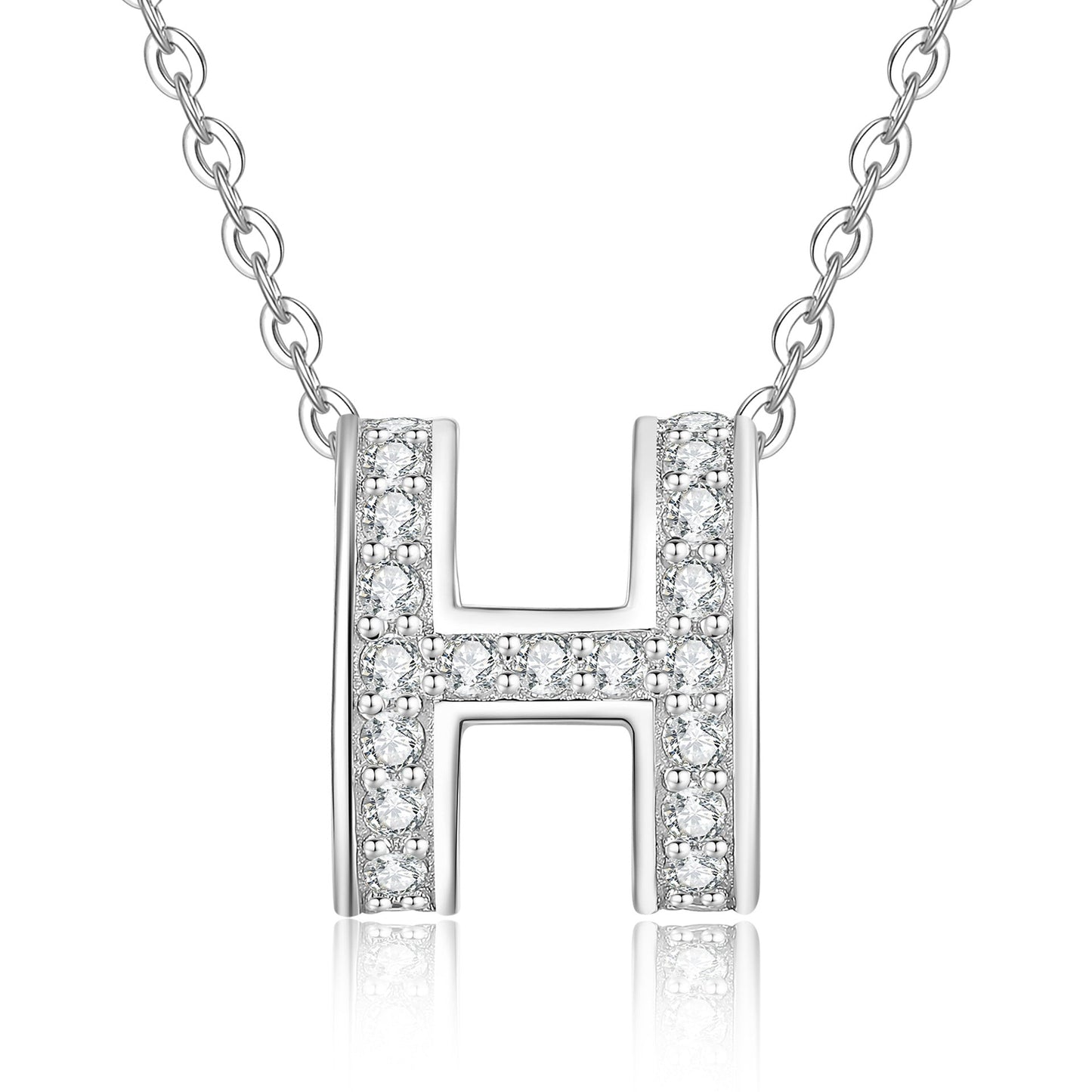 [Riva Jewelry]FULL-PAVE "H" MOISSANITE PENDANT NECKLACE