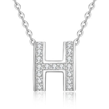 [Riva Jewelry]FULL-PAVE "H" MOISSANITE PENDANT NECKLACE
