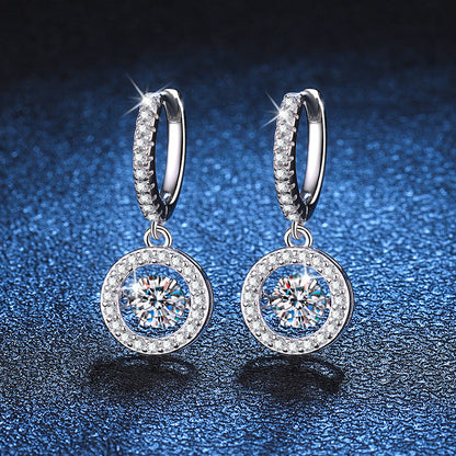 [Riva Jewelry]DANCING MOISSANITE HALO DROP HOOP EARRINGS