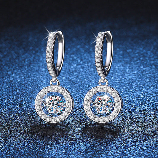 [Riva Jewelry]DANCING MOISSANITE HALO DROP HOOP EARRINGS