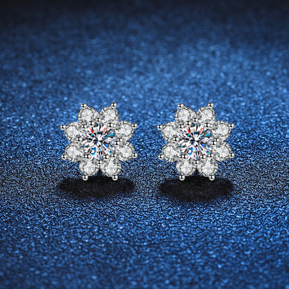 [Riva Jewelry]RADIANT SUNFLOWER MOISSANITE STUD EARRINGS
