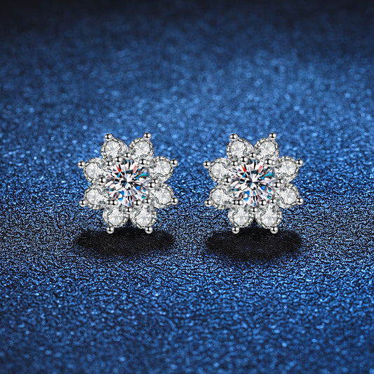 [Riva Jewelry]RADIANT SUNFLOWER MOISSANITE STUD EARRINGS