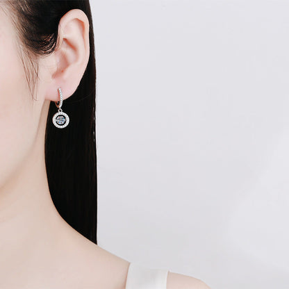 [Riva Jewelry]DANCING MOISSANITE HALO DROP HOOP EARRINGS