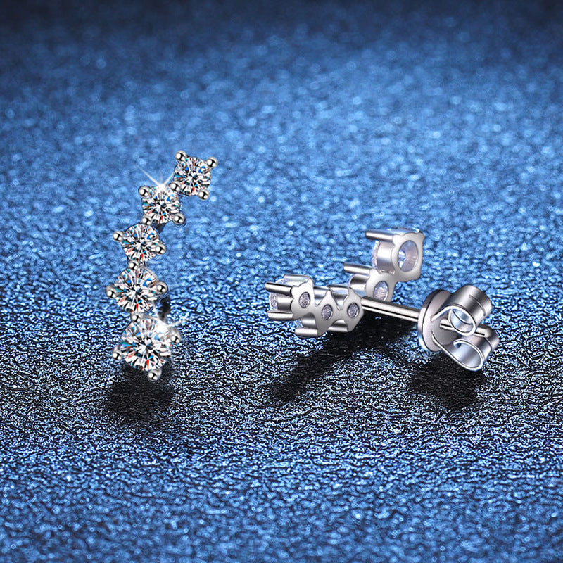 [Riva Jewelry]SPARKLING SMILE ARC MOISSANITE STUD EARRINGS