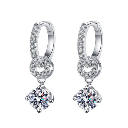 [Riva Jewelry]INTERLOCKING DOUBLE RING MOISSANITE DROP EARRINGS