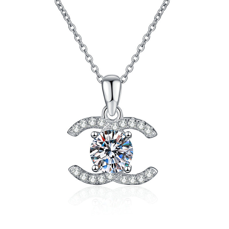 [Riva Jewelry]CLASSIC INTERLOCKING MOISSANITE PENDANT NECKLACE