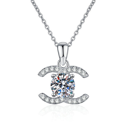 [Riva Jewelry]CLASSIC INTERLOCKING MOISSANITE PENDANT NECKLACE