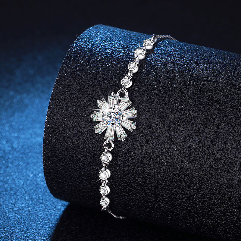 [Riva Jewelry]RADIANT ICY CRYSTAL SUNFLOWER MOISSANITE BRACELET