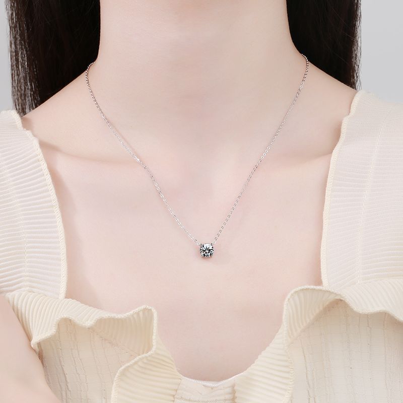 [Riva Jewelry]CLASSIC FOUR-PRONG SOLITAIRE MOISSANITE NECKLACE