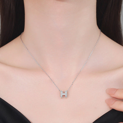 [Riva Jewelry]FULL-PAVE "H" MOISSANITE PENDANT NECKLACE