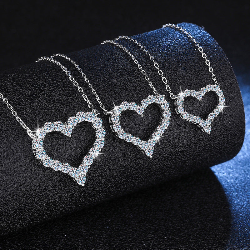 [Riva Jewelry]ROMANTIC HEART MOISSANITE PENDANT NECKLACE
