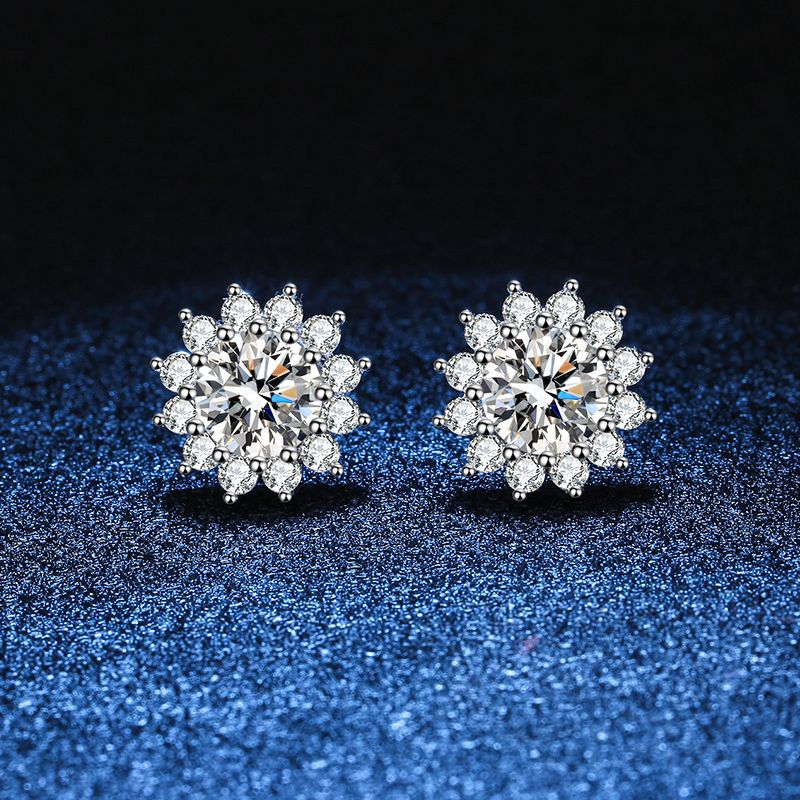 [Riva Jewelry]BLOOMING SUNFLOWER MOISSANITE STUD EARRINGS