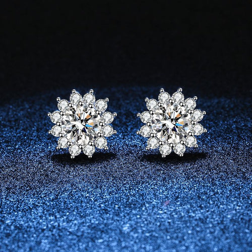 [Riva Jewelry]BLOOMING SUNFLOWER MOISSANITE STUD EARRINGS