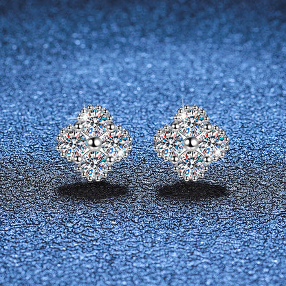 [Riva Jewelry]ELEGANT FOUR-LEAF CLOVER MOISSANITE STUD EARRINGS
